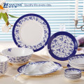 Китай Tangshan кость фарфор пользовательских набор обед / синий обод печатных форму обеденная тарелка и чаша